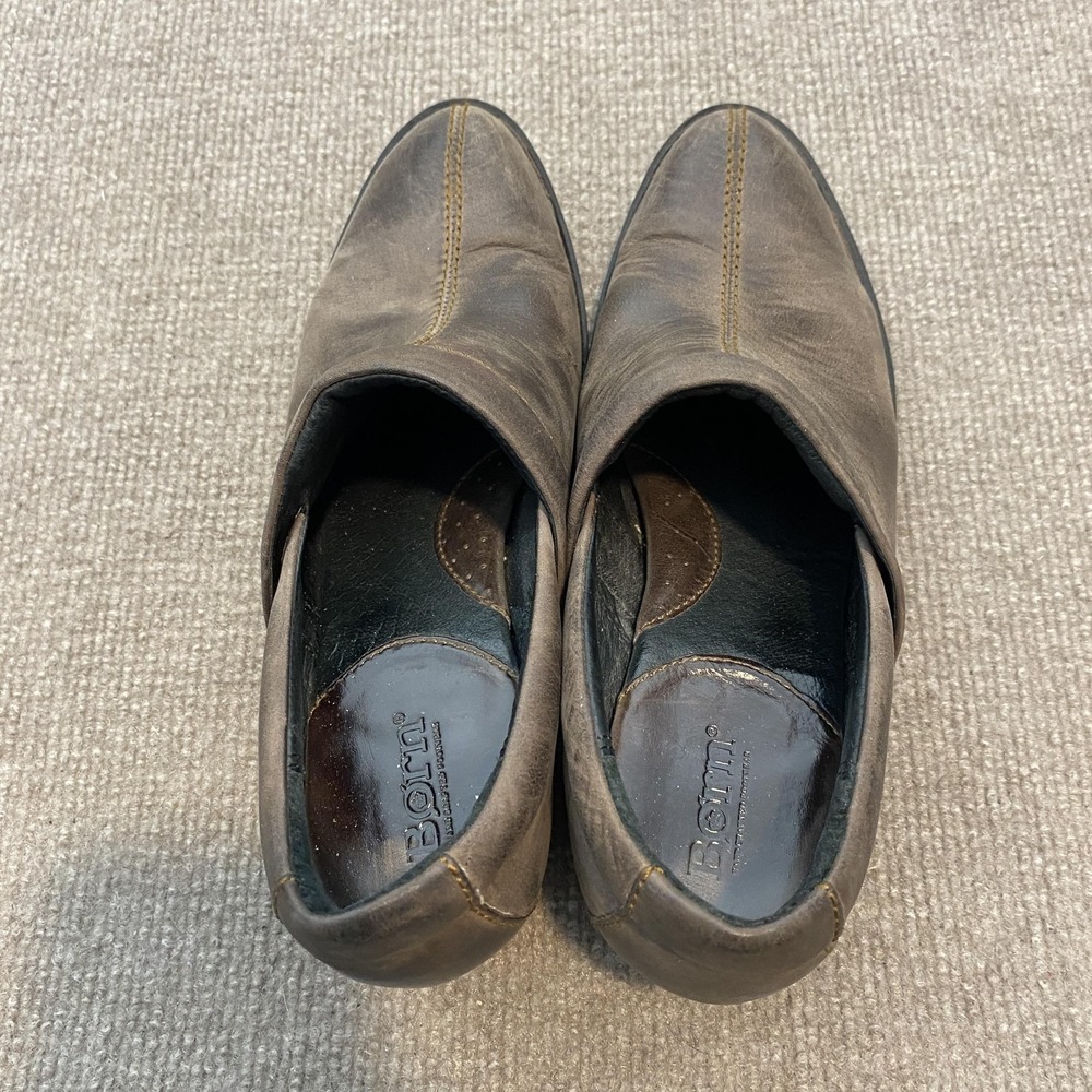 Born Clog Shoes Womens Size 8 Brown Leather Slip On Block Heel Comfort W21992 - Picture 8 of 11